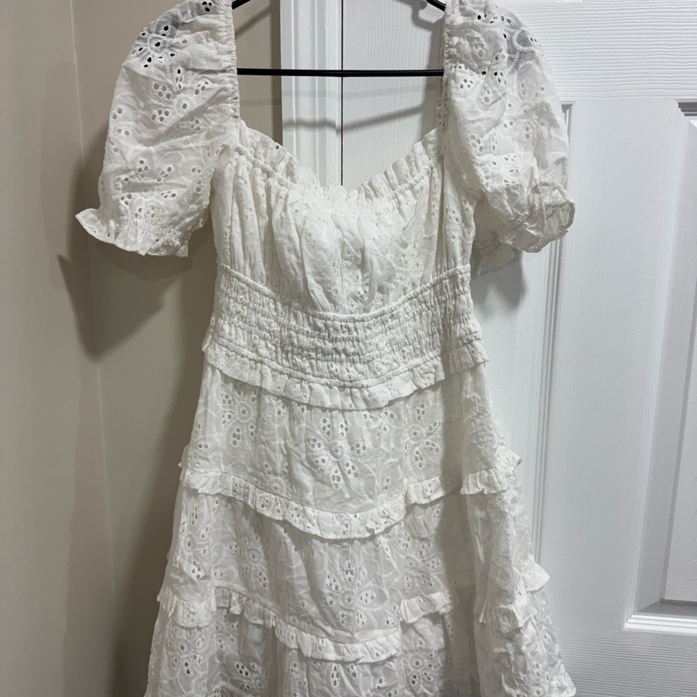 Elegant White Eyelet Dress